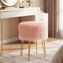 Faux Fur Vanity Stool Chair with Metal Legs for Bedroom and Living Room by LJGDeals