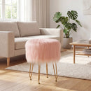 Faux Fur Vanity Stool Chair with Metal Legs for Bedroom and Living Room by LJGDeals