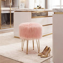 Faux Fur Vanity Stool Chair with Metal Legs for Bedroom and Living Room by LJGDeals