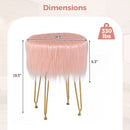 Faux Fur Vanity Stool Chair with Metal Legs for Bedroom and Living Room by LJGDeals