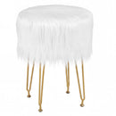 Faux Fur Vanity Stool Chair with Metal Legs for Bedroom and Living Room by LJGDeals