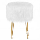 Faux Fur Vanity Stool Chair with Metal Legs for Bedroom and Living Room by LJGDeals