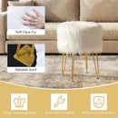 Faux Fur Vanity Stool Chair with Metal Legs for Bedroom and Living Room by LJGDeals