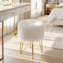 Faux Fur Vanity Stool Chair with Metal Legs for Bedroom and Living Room by LJGDeals