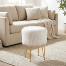 Faux Fur Vanity Stool Chair with Metal Legs for Bedroom and Living Room by LJGDeals