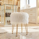 Faux Fur Vanity Stool Chair with Metal Legs for Bedroom and Living Room by LJGDeals