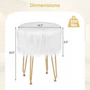 Faux Fur Vanity Stool Chair with Metal Legs for Bedroom and Living Room by LJGDeals