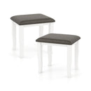 Faux Leather Vanity Stool Chair Set of 2 for Makeup Room and Living Room-Gray and White by LJGDeals