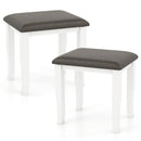 Faux Leather Vanity Stool Chair Set of 2 for Makeup Room and Living Room-Gray and White by LJGDeals