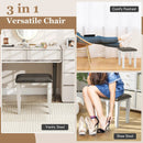 Faux Leather Vanity Stool Chair Set of 2 for Makeup Room and Living Room-Gray and White by LJGDeals