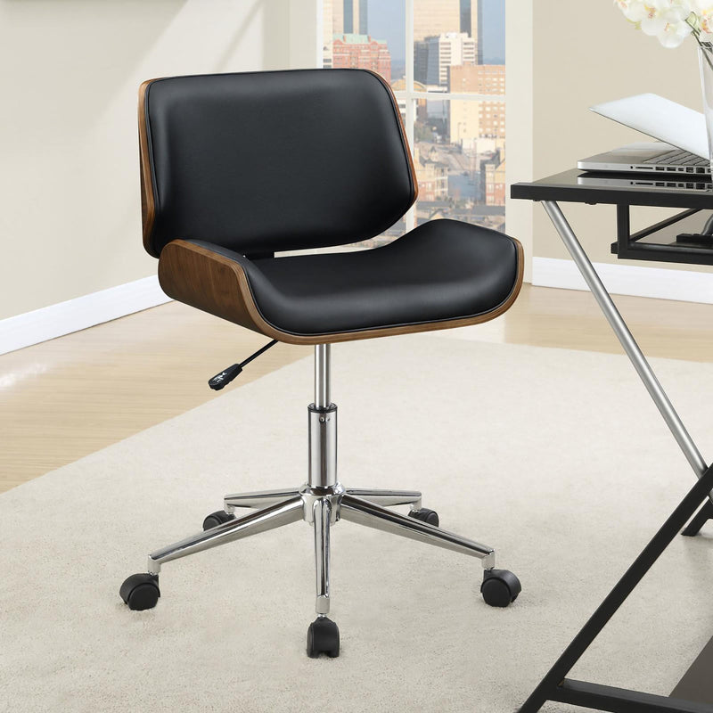 Walker Edison | Faux Leather with Wood Swivel Office Chair