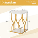 Faux Marble Bedside Night Stand with Petal-Inspired Metal Frame by DirectDeals