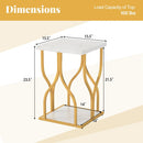 Faux Marble Bedside Night Stand with Petal-Inspired Metal Frame by LJGDeals