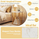 Faux Marble Bedside Night Stand with Petal-Inspired Metal Frame by LJGDeals
