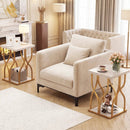 Faux Marble Bedside Night Stand with Petal-Inspired Metal Frame by DirectDeals