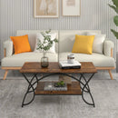 2-Tier Rectangle Coffee Table with Marble Pattern Top by LJGDeals