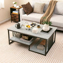 Faux Marble Coffee Table with Open Storage Shelf-Gray by LJGDeals