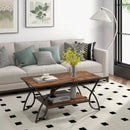 2-Tier Rectangle Coffee Table with Marble Pattern Top by DirectDeals