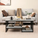 Faux Marble Coffee Table with Open Storage Shelf-Gray by LJGDeals