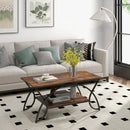 2-Tier Rectangle Coffee Table with Marble Pattern Top by LJGDeals