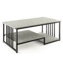 Faux Marble Coffee Table with Open Storage Shelf-Gray by LJGDeals
