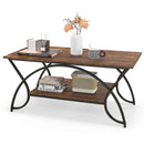 2-Tier Rectangle Coffee Table with Marble Pattern Top by LJGDeals