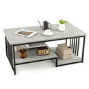 Faux Marble Coffee Table with Open Storage Shelf-Gray by LJGDeals