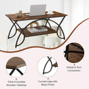 2-Tier Rectangle Coffee Table with Marble Pattern Top by DirectDeals