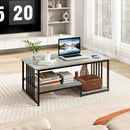 Faux Marble Coffee Table with Open Storage Shelf-Gray by LJGDeals