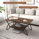 2-Tier Rectangle Coffee Table with Marble Pattern Top by LJGDeals