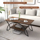 2-Tier Rectangle Coffee Table with Marble Pattern Top by DirectDeals