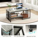 Faux Marble Coffee Table with Open Storage Shelf-Gray by LJGDeals
