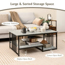 Faux Marble Coffee Table with Open Storage Shelf-Gray by LJGDeals