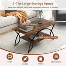 2-Tier Rectangle Coffee Table with Marble Pattern Top by LJGDeals