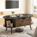 Lift Top Coffee Table with Hidden Compartment and Shelves