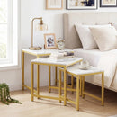 Nesting Tables Set of 3 with Faux Marble Top and Metal Frame by LJGDeals