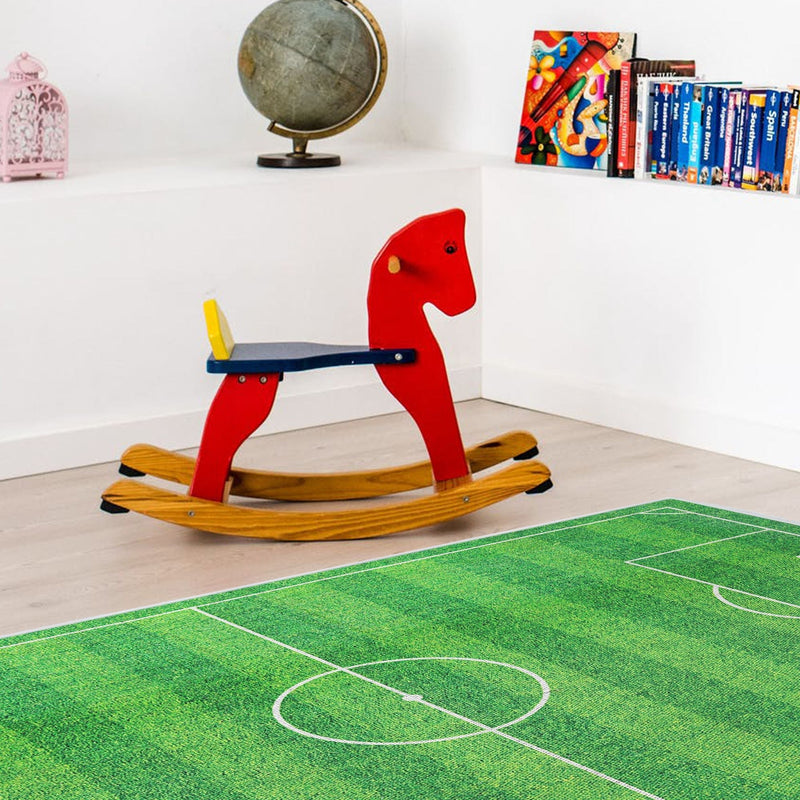 Low Pile- Non-Slip- Educational Kids Rug for Playroom |Soccer Pattern |39.5 x 59 Inches