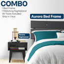 [Buy 1 Get 1] Aurora Solid Wood Bed Frame & Nightstand by Megsu