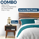 [Buy 1 Get 1] Aurora Solid Wood Bed Frame & Nightstand by Megsu