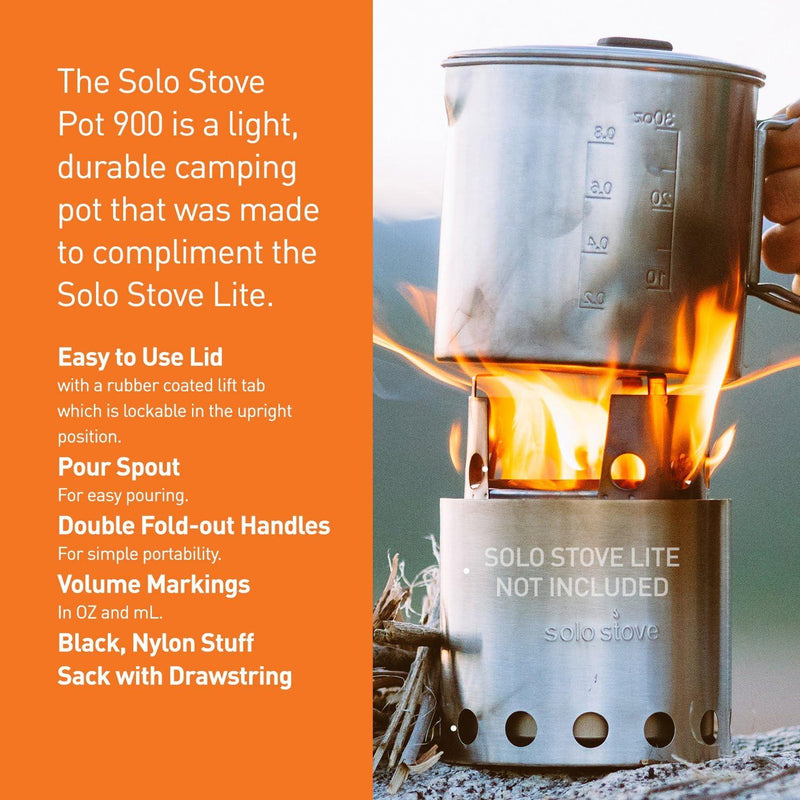 Solo Stove Pot 900/1800/4000 Stainless Steel Companion Pots | Lightweight Aluminum Pot Holding Tripod | Great Portable Cookware for Backpacking, Camping & Survival Adventures | Deisgned for use with Lite/Titan/Campfire Solo Stoves