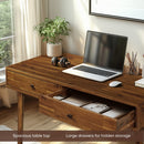Acacia Lagom 48" Solid Wood Work Desk with Drawers for Functional Home Office by Megsu