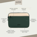 packlab Cream and Green Laptop Sleeve with Front Pocket – Slim Padded 14 Inch Laptop Case – Minimal Computer Sleeve for Work, Travel & Everyday Carry by Everything Mary