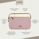 packlab Cream and Pink Laptop Sleeve with Front Pocket – Slim Padded 14 Inch Laptop Case – Minimal Computer Sleeve for Work, Travel, School & Everyday Carry by Everything Mary