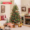 6/7/8 Feet Christmas Tree with Warm White LED Lights and Pine Cones by LJGDeals