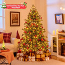 6/7/8 Feet Christmas Tree with Warm White LED Lights and Pine Cones by LJGDeals