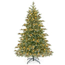 6/7/8 Feet Christmas Tree with Warm White LED Lights and Pine Cones by LJGDeals
