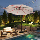 10 Feet Solar Offset Hanging Umbrella with Base and LED Lights by LJGDeals