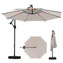 10 Feet Solar Offset Hanging Umbrella with Base and LED Lights by LJGDeals