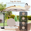 10 Feet Solar Offset Hanging Umbrella with Base and LED Lights by LJGDeals
