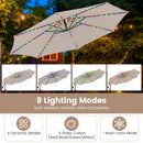 10 Feet Solar Offset Hanging Umbrella with Base and LED Lights by LJGDeals